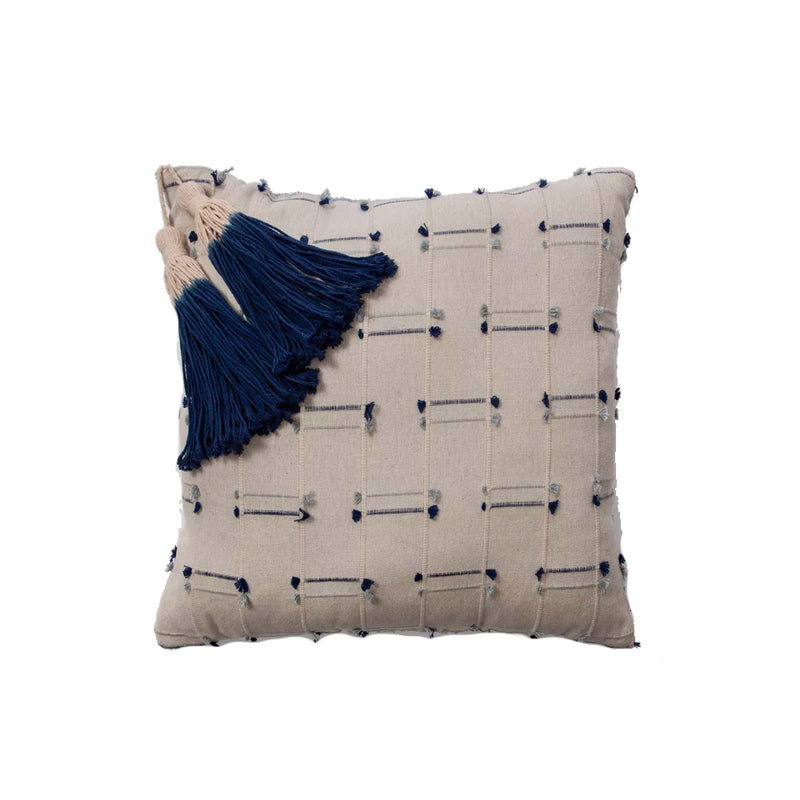Blue Fringe Pillow
