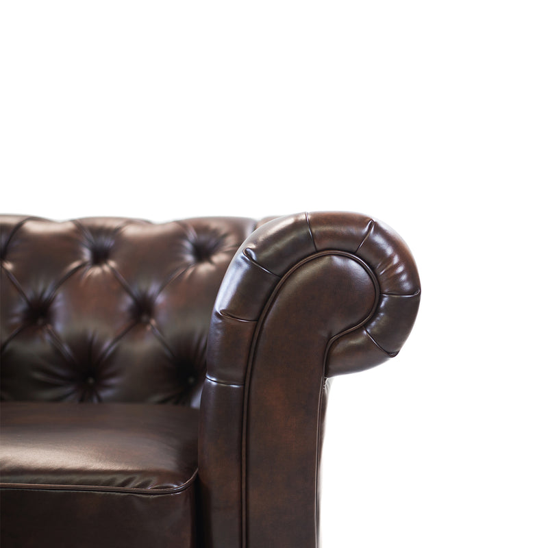 Brown Tufted Leather Armchair - Alpine Event Co.