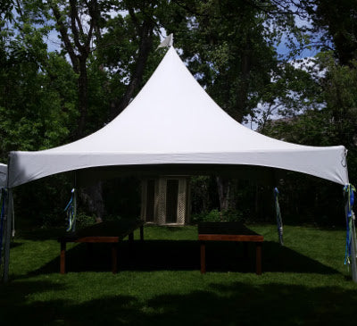 20' x 20' White Solid Top High Peak Tent - Alpine Event Co.