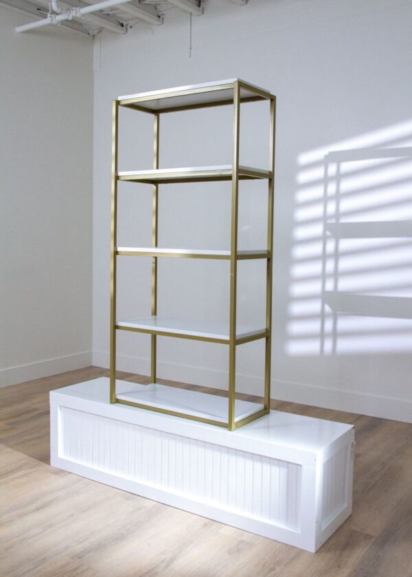 Gold and White Bar Back Shelf