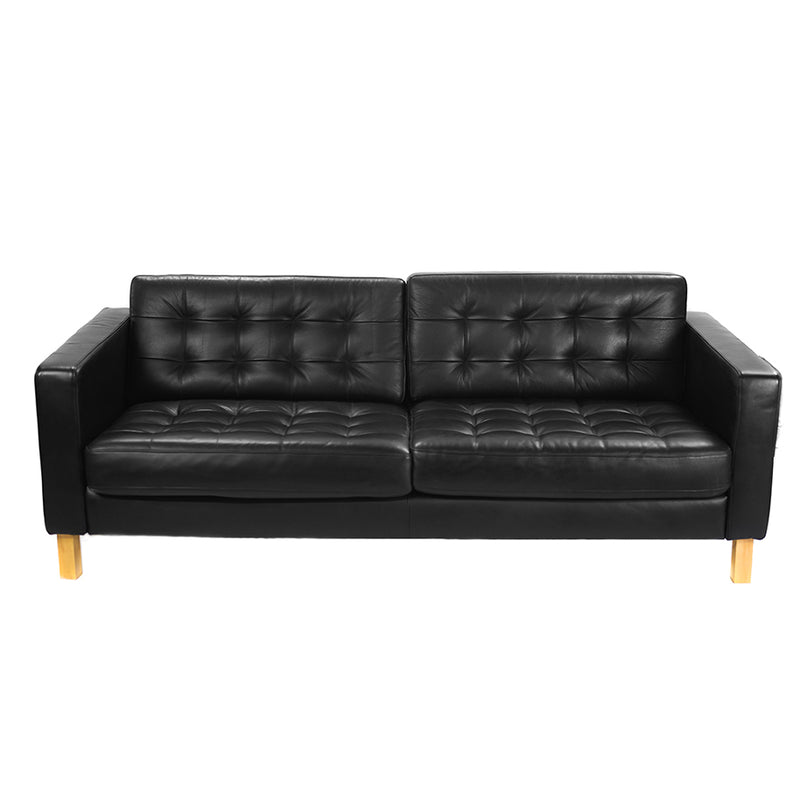 Black Leather Sofa - Alpine Event Co.