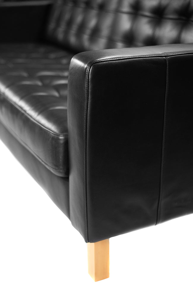 Black Leather Sofa - Alpine Event Co.