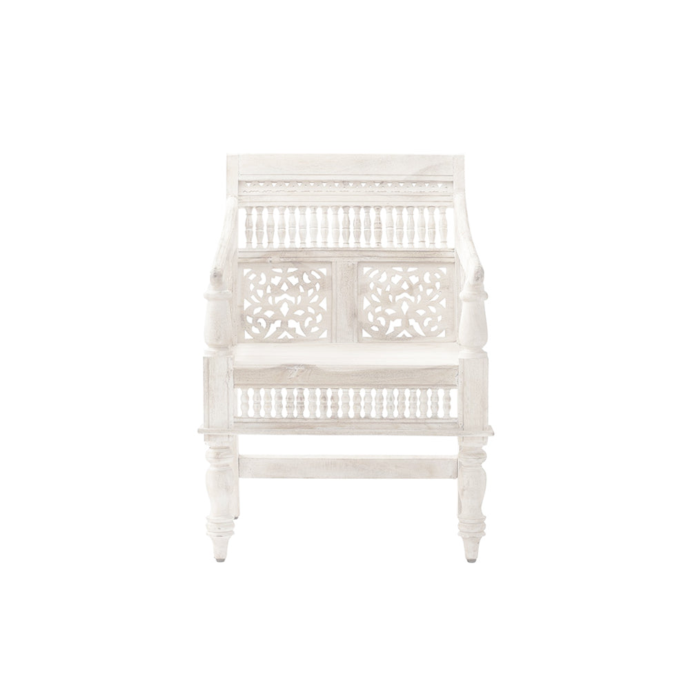 White Carved Wood Chair - Alpine Event Co.