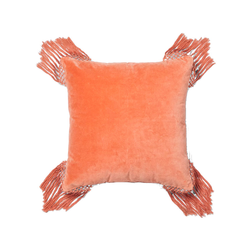 Coral Velvet Fringe Pillow - Alpine Event Co.