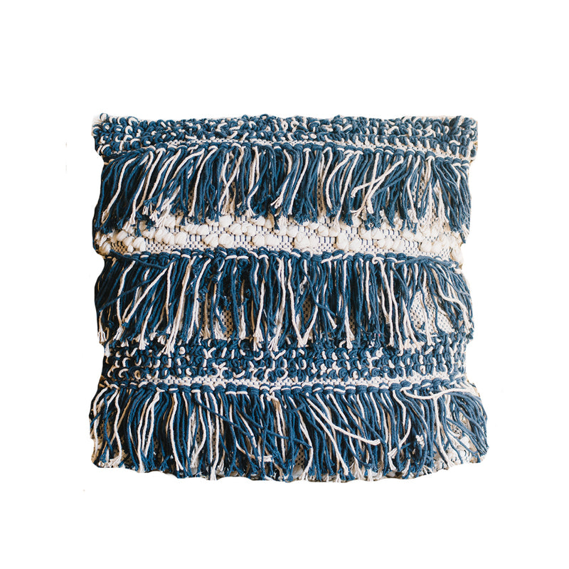Blue Washed Tassel Pillow