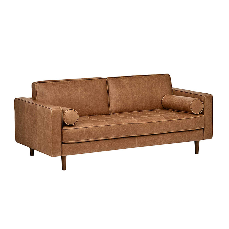 Brown Tufted Leather Sofa