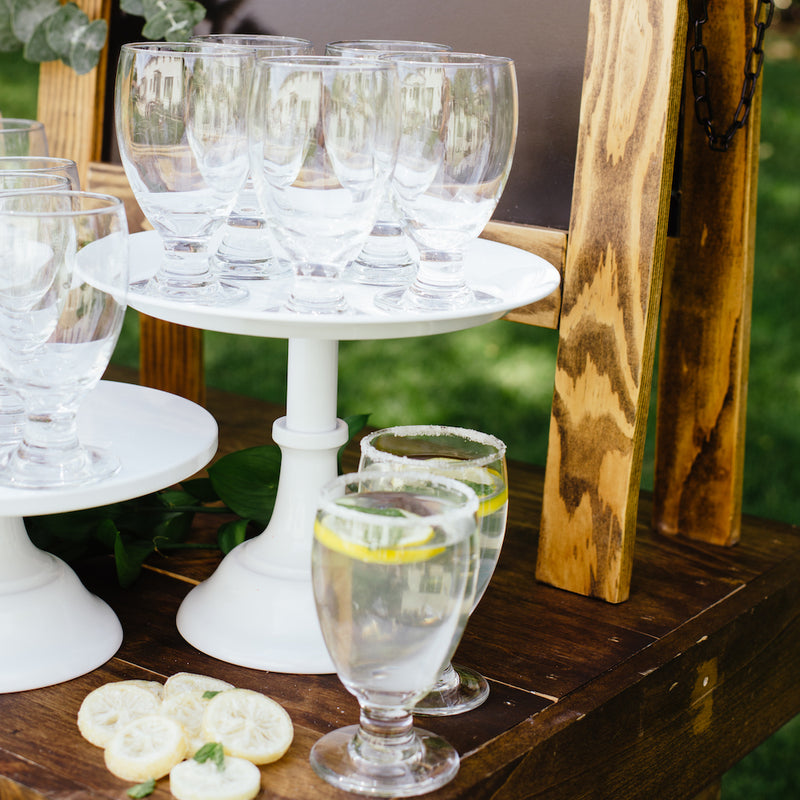 White Cake Stand Raised - Tall - Alpine Event Co.