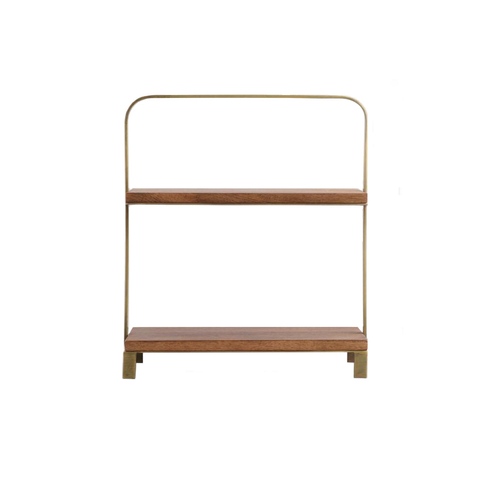 2-Tier Wood + Brass Serving Tray - Alpine Event Co.